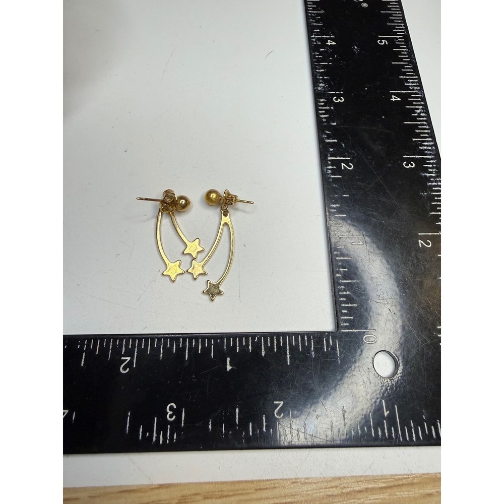 Avon Gold Tone Shooting Star Dangle Earrings Celestial Ball Stud Drop - Picture 3 of 4